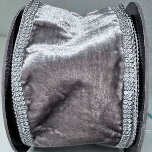 D. Stevens Luxe Velvet Ribbon Platinum 4” X 5 Yd Rhinestone Trim Designer Roll 3